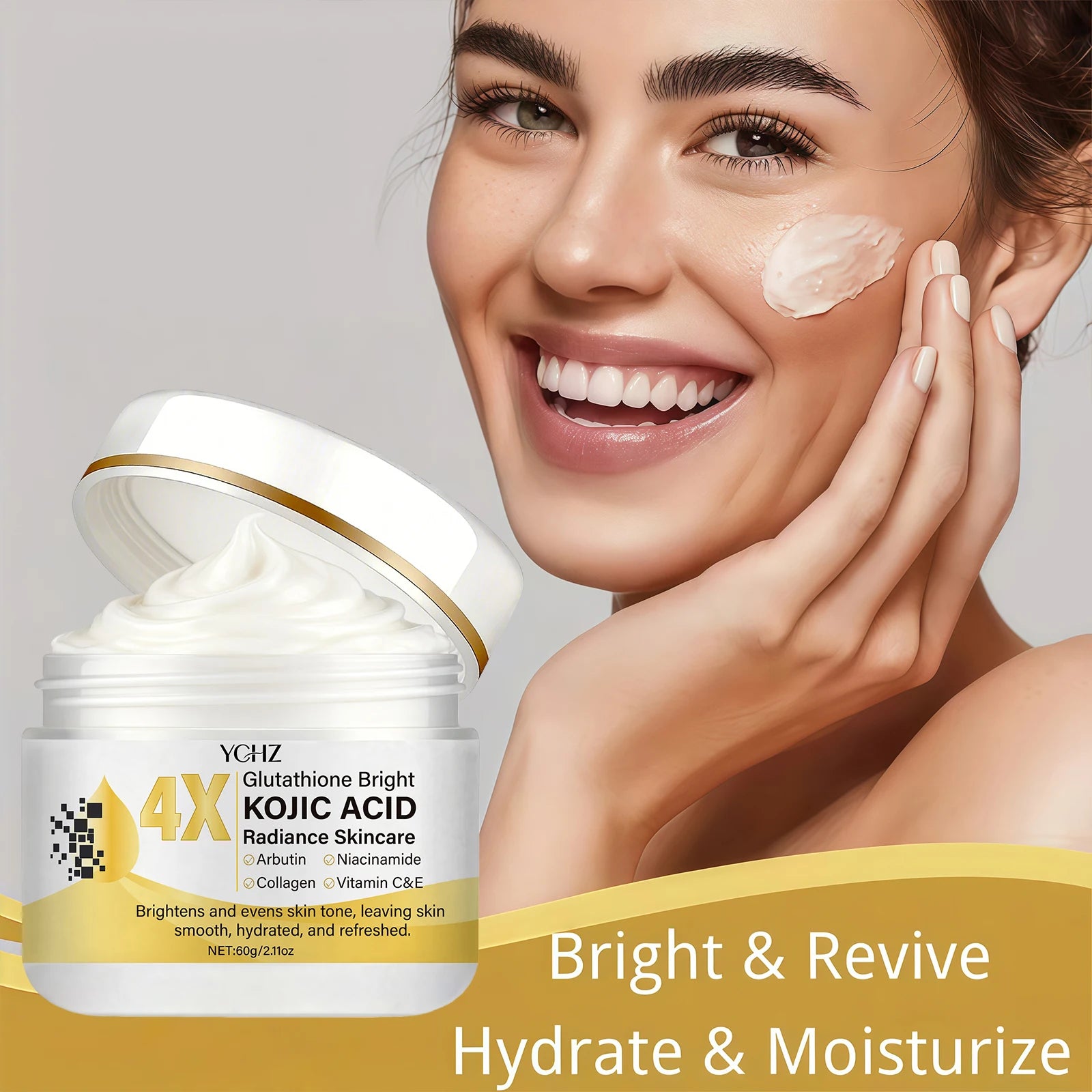 Crema Facial con Ácido Kójico YCHZ — Unifica el Tono, Elimina Manchas y Dullness 60g