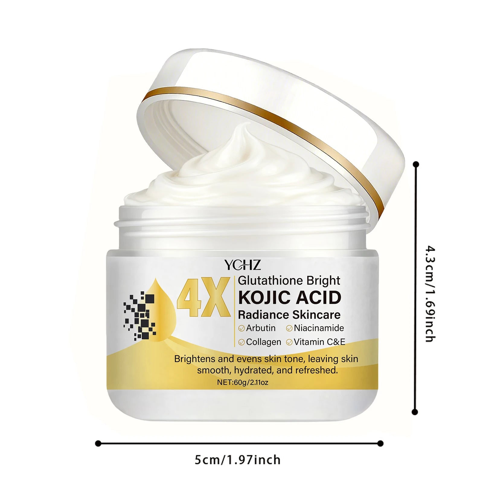 Crema Facial con Ácido Kójico YCHZ — Unifica el Tono, Elimina Manchas y Dullness 60g