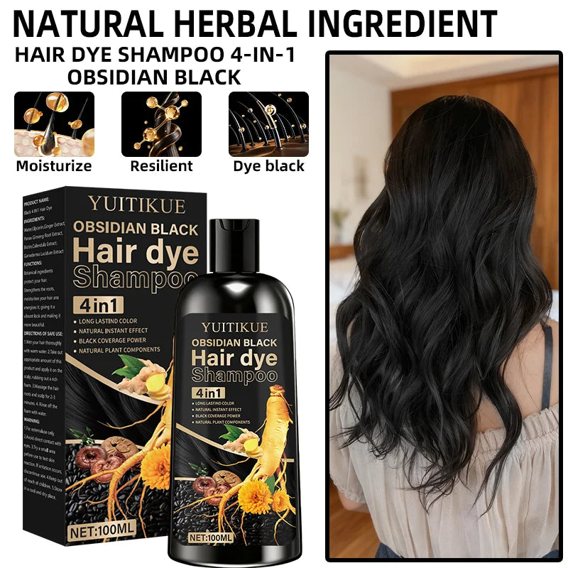 Champú Tinte 4 en 1 YUITIKUE 100ml – Cubre Canas, Nutre y Da Brillo en Una Sola Lavada