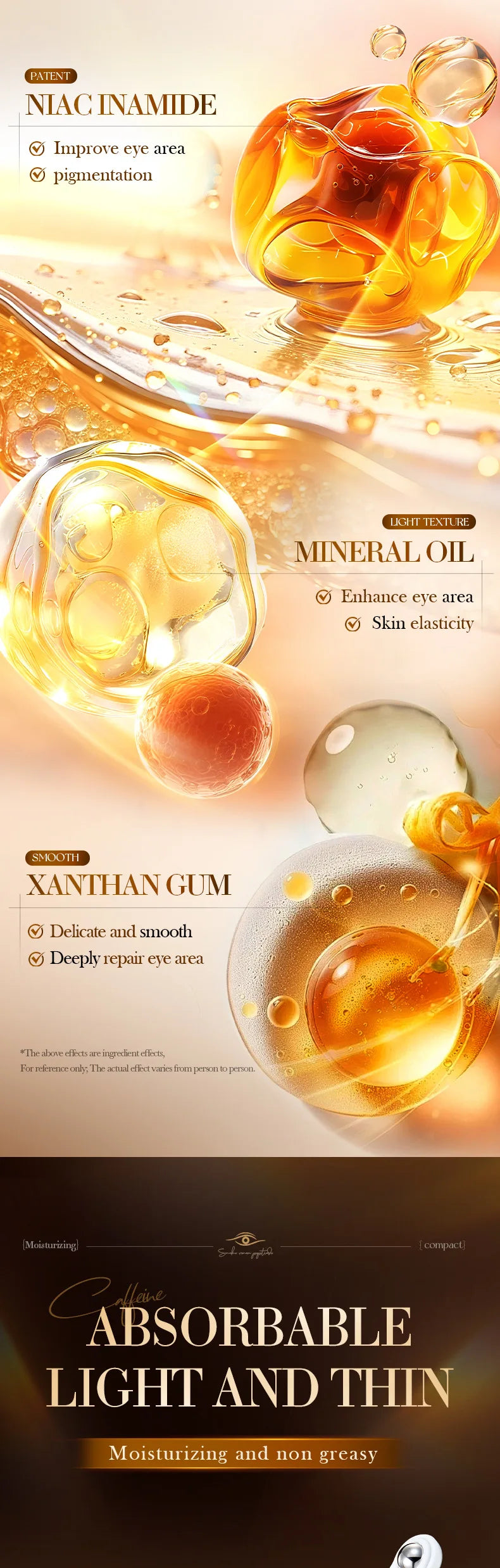 Crema Contorno de Ojos SADOER — Péptido de Veneno de Serpiente + Cafeína, Antiarrugas y Antiojeras