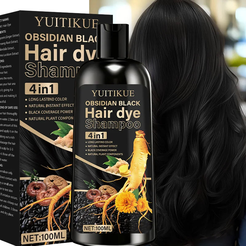 Champú Tinte 4 en 1 YUITIKUE 100ml – Cubre Canas, Nutre y Da Brillo en Una Sola Lavada