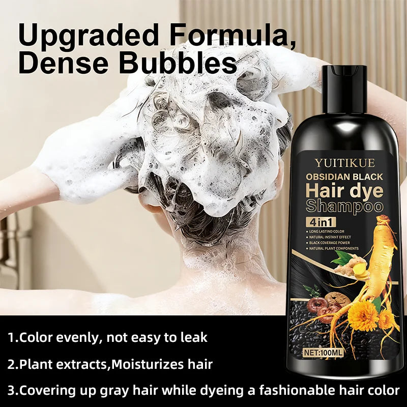Champú Tinte 4 en 1 YUITIKUE 100ml – Cubre Canas, Nutre y Da Brillo en Una Sola Lavada
