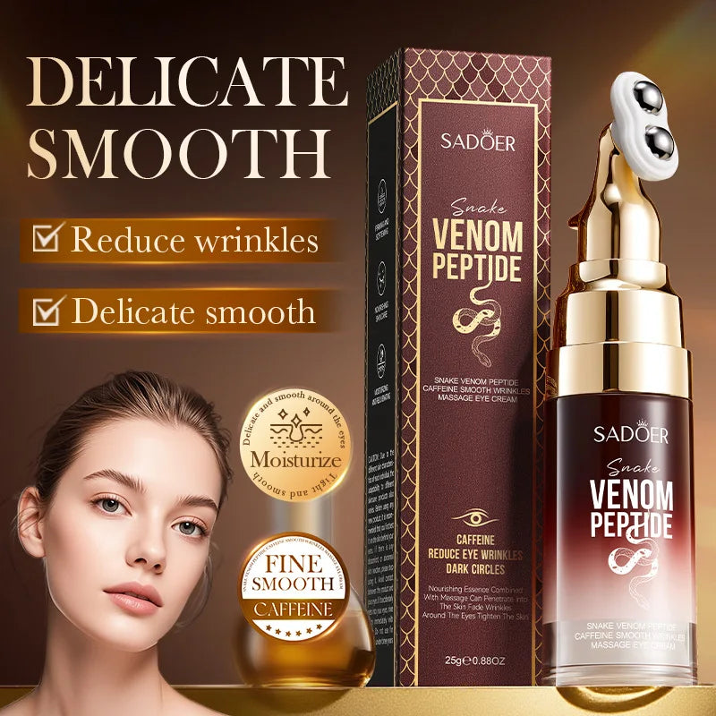 Crema Contorno de Ojos SADOER — Péptido de Veneno de Serpiente + Cafeína, Antiarrugas y Antiojeras