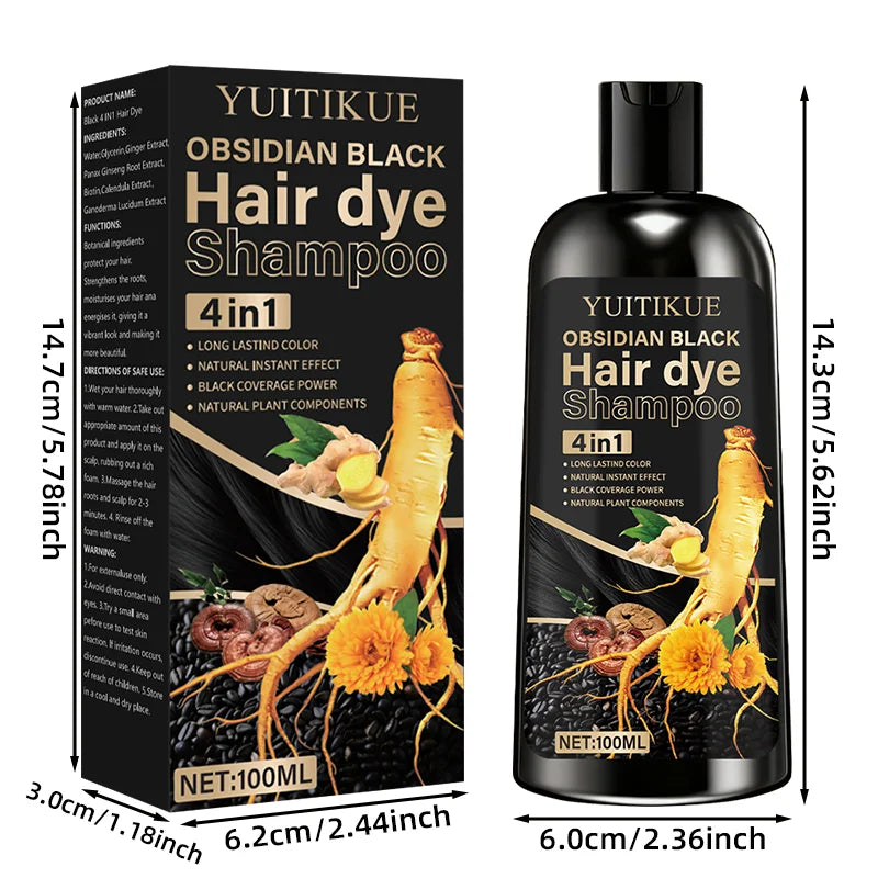 Champú Tinte 4 en 1 YUITIKUE 100ml – Cubre Canas, Nutre y Da Brillo en Una Sola Lavada