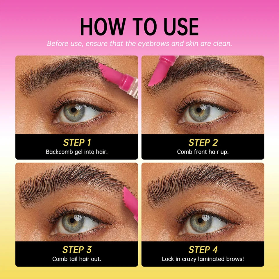 Gel de Laminación de Cejas con Peine Integrado — Efecto Soap Brow, Fijación Todo el Día